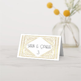 Elegante Art Deco Gold Doble Tarjeta Place