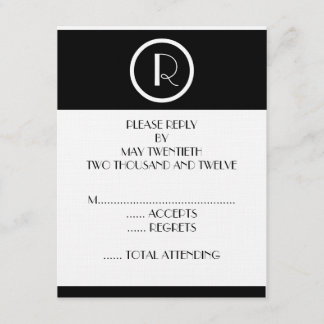 Elegante Art Deco Monograma R Tarjetas de Respuest