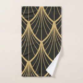 Elegante, Art Deco, oro, negro, ventilador, patrón