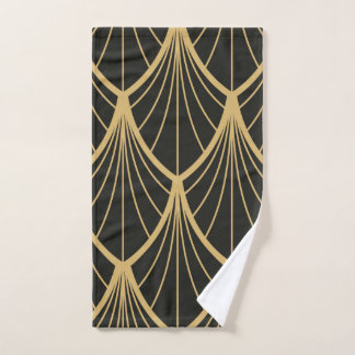 Elegante, Art Deco, oro, negro, ventilador, patrón