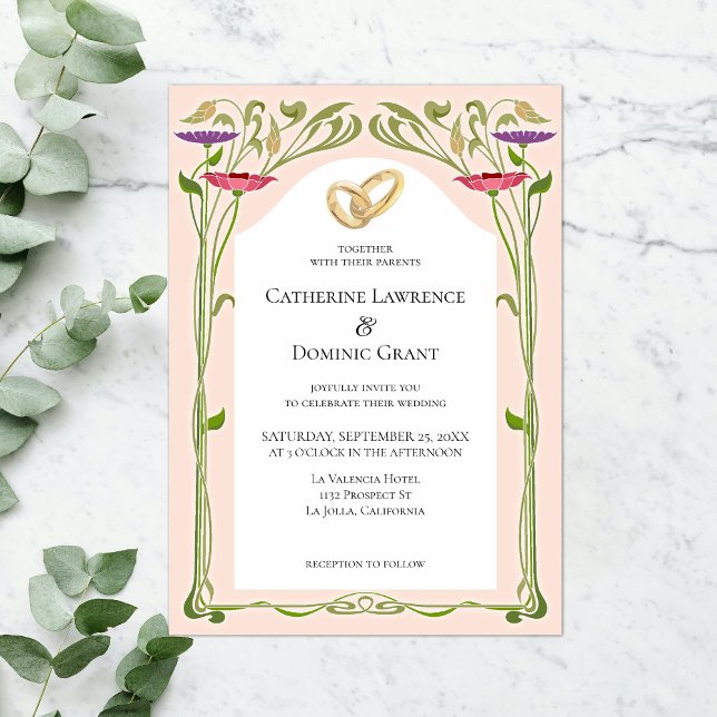 Elegante Art Nouveau con invitación a la boda de l (Subido por el creador)