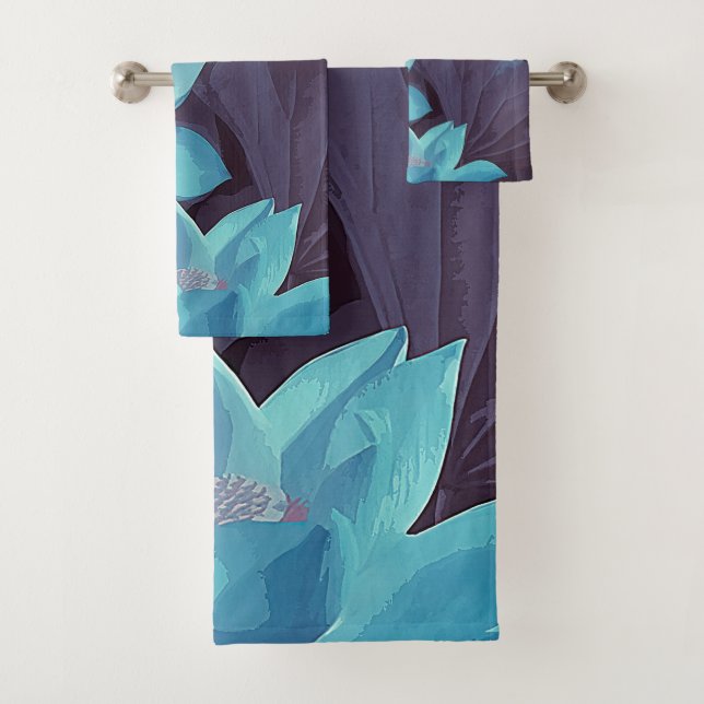 Elegante arte azul Lotus acrílico| (In situ)