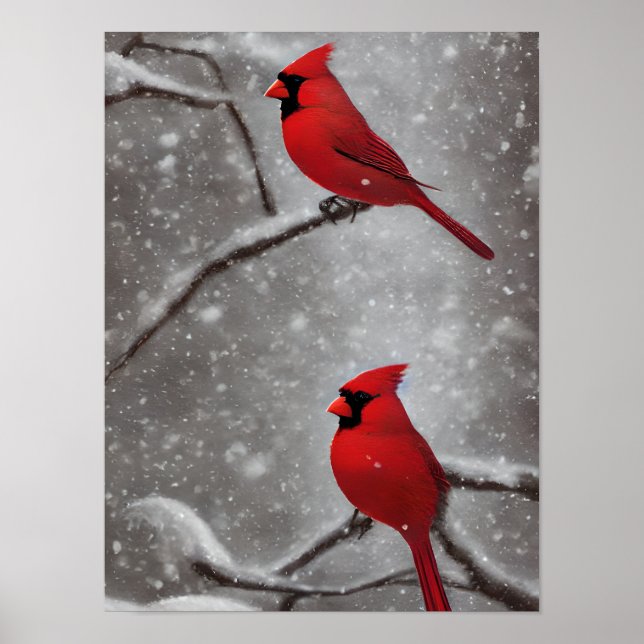 Elegante arte de aves del cardenal rojo (Frente)
