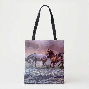 Elegante arte de caballos salvajes  Bolsa Tote