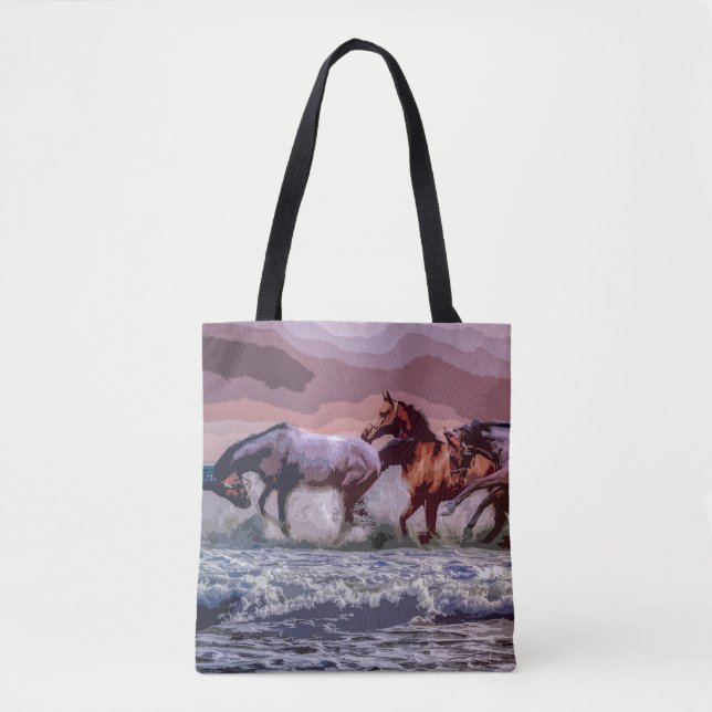 Elegante arte de caballos salvajes| Bolsa Tote (Anverso)