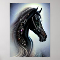 Elegante arte de fantasía de equino de caballo neg