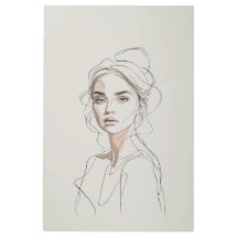 Elegante arte de la línea de retrato de mujer Mini