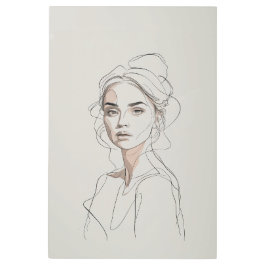 Elegante arte de la línea de retrato de mujer Mini