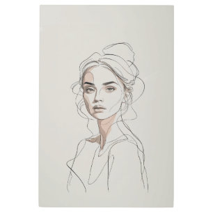 Elegante arte de la línea de retrato de mujer Mini