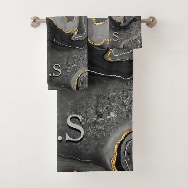 Elegante arte de mármol gris falso purpurina de or (In situ)