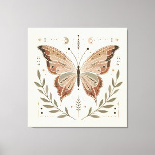 Elegante arte de pared de lienzo de mariposa