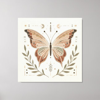 Elegante arte de pared de lienzo de mariposa