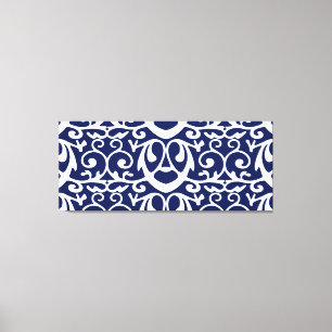 Elegante arte de pared de tela azul y blanca de la