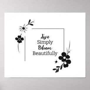 Elegante Arte de Pared Floral Negra Personalizada 