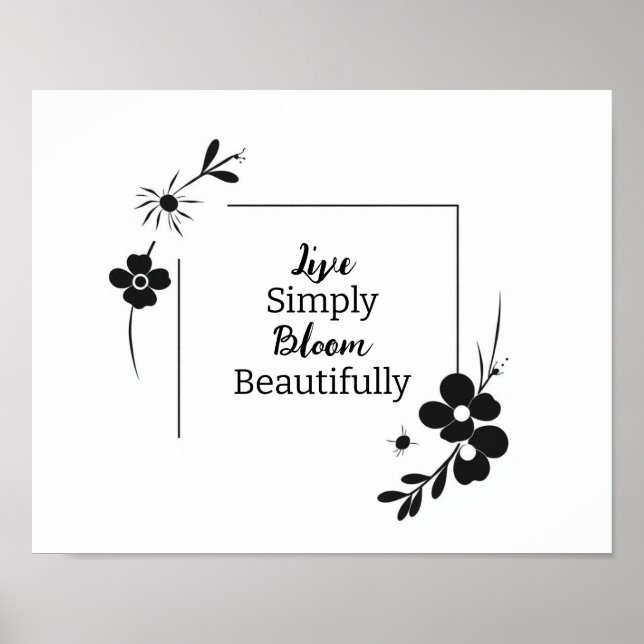 Elegante Arte de Pared Floral Negra Personalizada  (Frente)