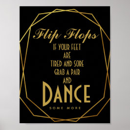 Elegante arte deco Gold & Black flip flops