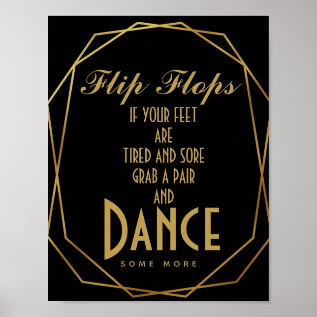 Elegante arte deco Gold & Black flip flops (Frente)