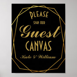 Elegante arte deco Gold & Black Guest canvas