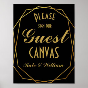 Elegante arte deco Gold & Black Guest canvas