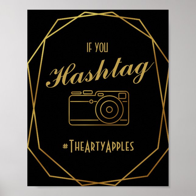 Elegante arte deco Gold y medios sociales negros (Frente)
