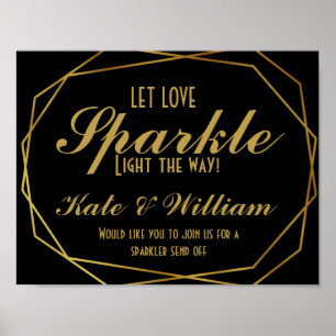 Elegante arte deco Oro y brillo negro despegar