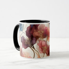 Elegante Arte Floral Abstracto Taza Botánica Moder