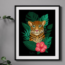 Elegante arte floral de leopardo de la jungla | Ne