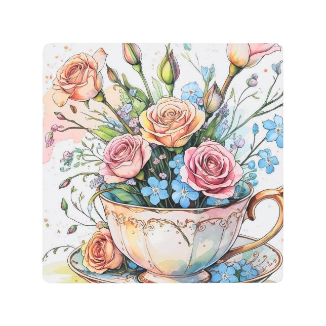 Elegante arte floral del Boho arte Metalizado (Anverso)