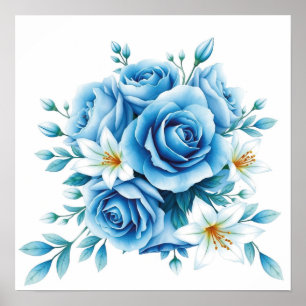 Elegante arte floral Rosa azul