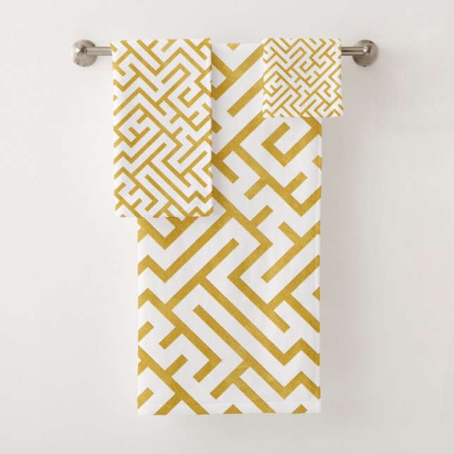 Elegante arte moderno Maze - Oro y blanco (In situ)
