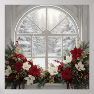 Elegante Arte Navideño de Ventana Acogedora de Inv