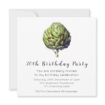 Elegante Artichoke Verde BIrthday Invitación