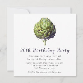Elegante Artichoke Verde BIrthday Invitación