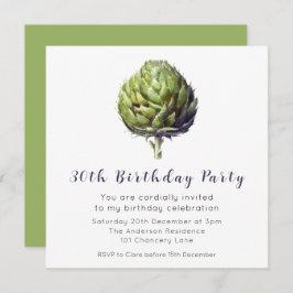 Elegante Artichoke Verde BIrthday Invitación