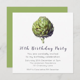 Elegante Artichoke Verde BIrthday Invitación