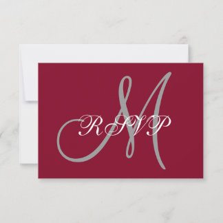 Elegante asunto Borgoña Gris Boda inicial RSVP