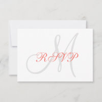Elegante asunto Coral Gray Monograma Boda RSVP