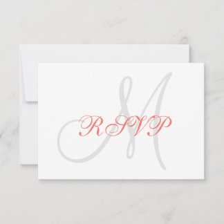 Elegante asunto Coral Gray Monograma Boda RSVP