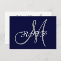 Elegante asunto Navy Blue Gray Primer Wedding RSVP