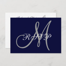 Elegante asunto Navy Blue Gray Primer Wedding RSVP