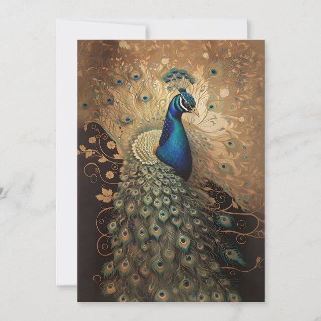 Elegante ave dorada de pavo real (Anverso)