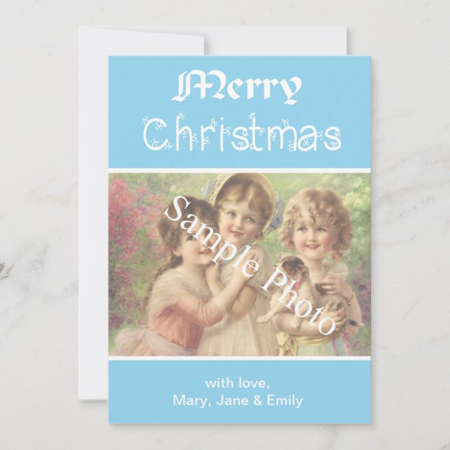 Elegante, azul clásico, tarjeta de foto de la navi (Anverso)