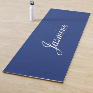 Elegante azul oscuro nombre personalizado yoga mat
