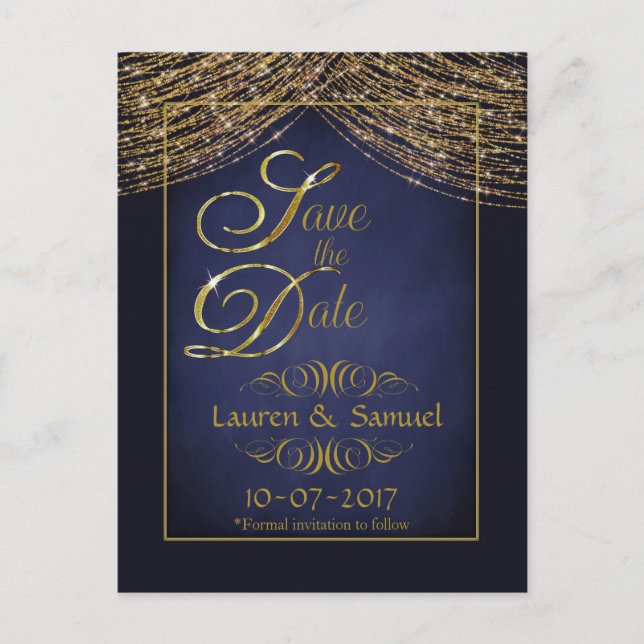 Elegante azul y oro Salven las tarjetas postales d (Anverso)