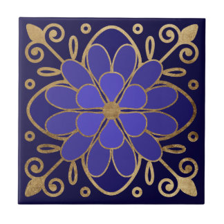 Elegante Azulejo de Flor Azul