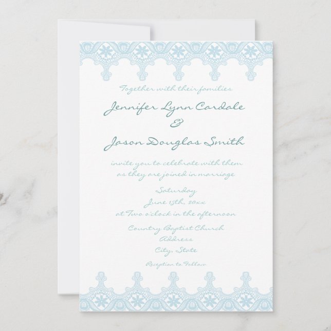 Elegante Baby Blue Lace Invitaciones a la Boda Bla (Anverso)