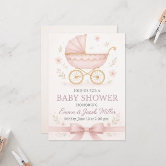 Elegante Baby Girl Shower Invitación - Rosa vintag