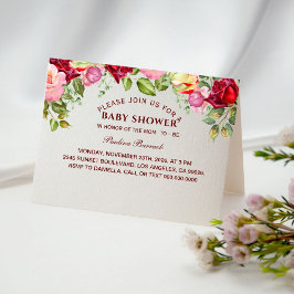 Elegante Baby Shower Floral Invitación doblada