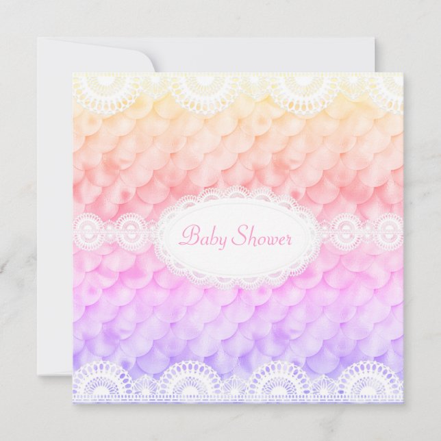 ELEGANTE BABY SHOWER INVITACIÓN arco iris MERMAID  (Anverso)
