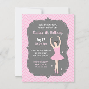 Elegante Ballerina Chicas Invitaciones a la fiesta